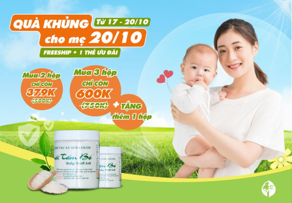 ＣƠＮ ＳỐＴ ưu đãi 20/10 khi mua Muối Tắm Bé Sinh Dược